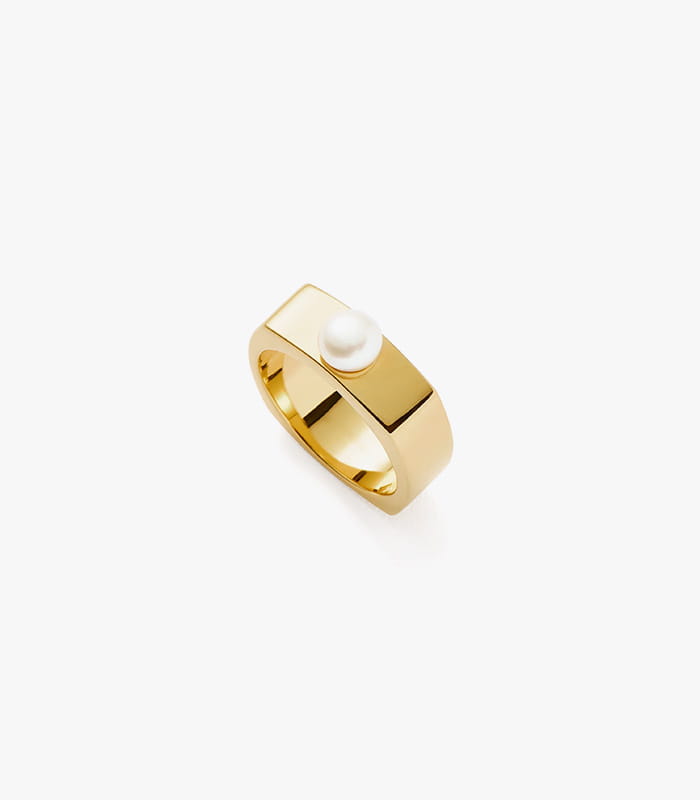 button-pearl-square-chunky-ring.jpeg Button Pearl Square Chunky Ring - Image 1
