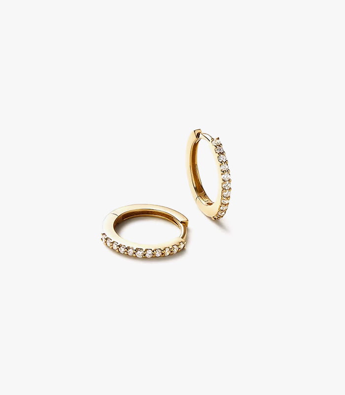 gold-diamond-huggie-hoops.jpeg Gold Diamond Huggie Hoops - Image 1